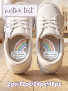2-48pcs Customized Shoe Name Stickers, Children's Shoe Labels, Nursery Shoe Laces Labels, Insoles Stickers, Children's Identification Labels. - Multicolor - View 2