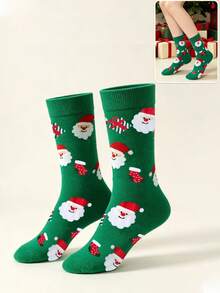 1 Pair Unisex Santa Claus Mid-Calf Socks, Suitable For Christmas Party, Holiday Events And Multiple Occasions - Multicolor - View 13