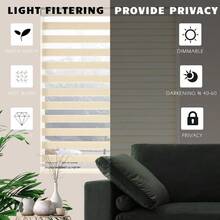 Custom Zebra Blinds For Windows Light Filtering Dual-Layer Window Shades For Privacy Free-Stop Sheer Shades Roller Blinds For Indoor Windows(19" W X 72" H, Cream) - Star - View 3