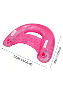 1pc U-Shaped Inflatable Pool Float Lounge Chair With Cup Holder And Handles, Glitter PVC Water Hammock Raft, Suitable For Summer Pool Party And Beach Vacation - B - View 8