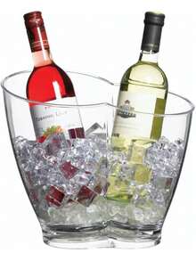 BarCraft Wine Cooler Bucket, Double Sided Design For 2 Bottles, Plastic, Transparent, 7 Litres Father's Favorite Gift - View 1