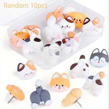 10/20pcs Cute Large Head Push Pins, Cute Cat Decorative Thumbtacks, Suitable For Cork Board, Bulletin Board, Photo Wall, Map, Animal Push Pins For Home And Office - Multicolor - View 10
