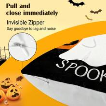 4pcs Halloween Ghost Pattern Pillow Covers Without Inserts, Single-Sided Printed Pillow Covers, Suitable For Living Room Bedroom Home Decor, All-Season Pillow Covers - Multicolor - View 3