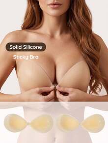 Lignisse Reusable Silicone Adhesive Bra For Women, Strapless Backless Sticky Push Up Bra, Invisible No Show Self Adhesive Bra For Wedding, Party & Everyday - Multicolor - View 1