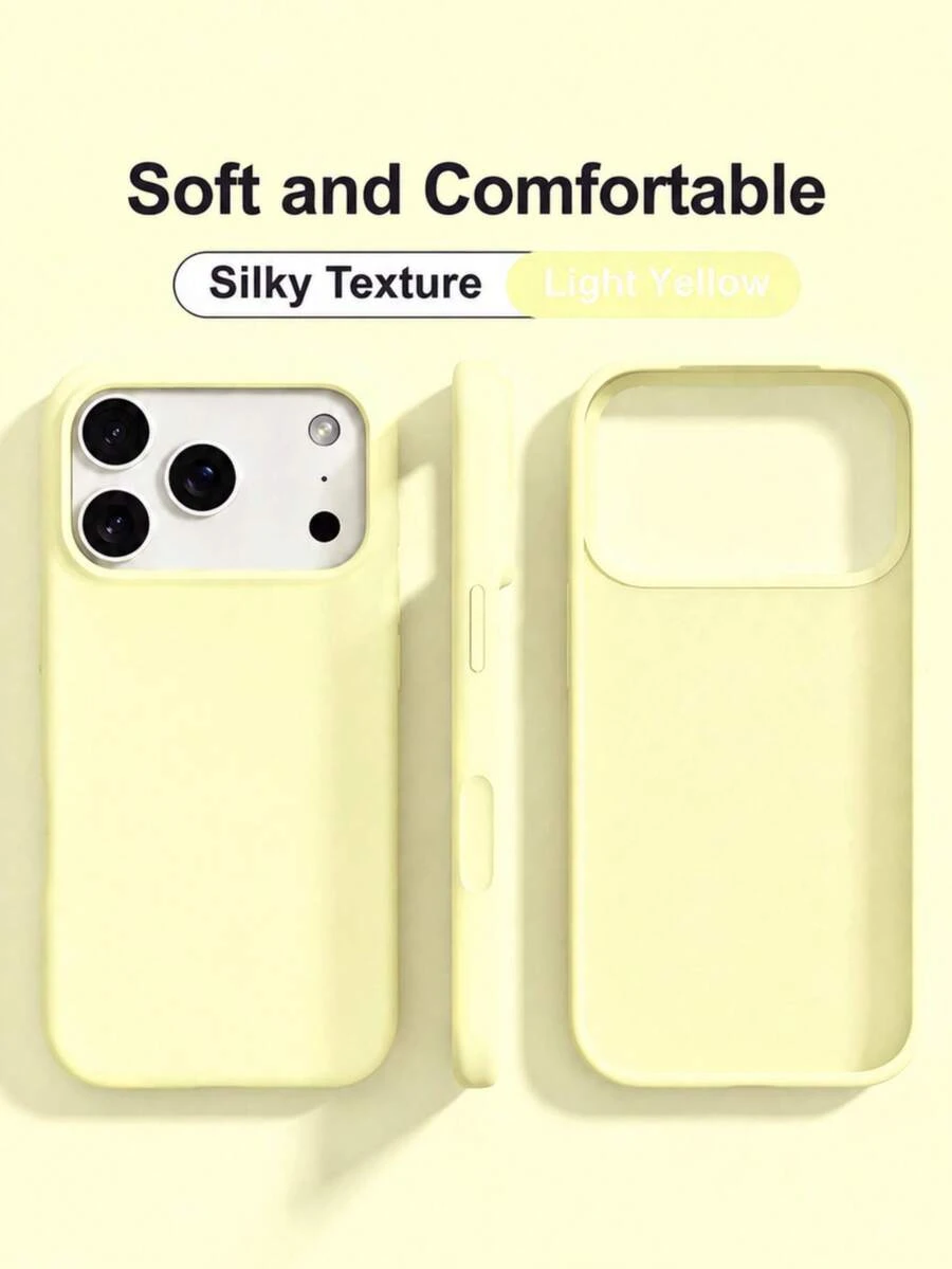 VRNOEI 新款奢華淺黃色手機殼，相容 iPhone 17、16、15、Pro 14 Plus 13、12、11、17 Pro Max Air Plus，防摔光滑保護殼，耐用，極簡設計，優質材質