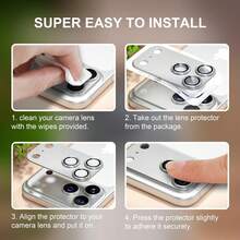 CASECOPS 1PC Silver, AR Camera Lens Screen Protector For Smartphone. Compatible With Iphone 17 Pro Max/17 Pro. Sapphire Tempered Glass Lens Cover With Aluminum Alloy Metal Plate, 99% High Transparency, HD Clear Photo Quality, Anti-Glare Night Shooting, Scratch Resistant, Shockproof, Case Friendly, Easy Installation, Full Camera Protection, One-Piece Rear Lens Guard - Silver - View 8