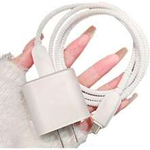 5件裝高級純色TPU防摔充電線保護套，線材收納繩，適用於Apple 18W/20W充電器 - 磨砂半透明 - 查看 4