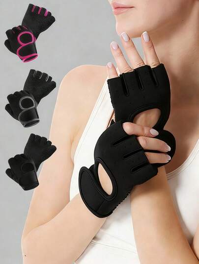 Guantes de fitness antideslizantes de media-dedo con cierre de gancho y bucle, guantes de levantamiento de pesas sin dedos ligeros y transpirables, unisex, adecuados para caza al aire libre, escalada, senderismo, ciclismo, equipo de ejercicio con mancuernas, accesorio esencial de fitness