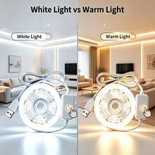 1m To 5m Indoor LED Light Strip, Dual Color Cold And Warm Options. USB Powered, Touch Button Control. Suitable For Bedroom, Mirror, Kitchen, TV Background Wall, Desk And Holiday Atmosphere. - Touch Light Strip - View 6