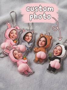 Llavero personalizable con foto divertida, para parejas, amigos, colegas, accesorio para mochila, accesorio para llaves, regalo de aniversario - Grupo B - Ver 8