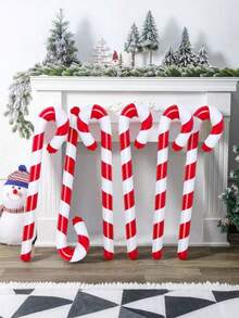 Christmas Inflatable Candy Cane, Giant Christmas Candy Cane Decoration, Fun PVC Christmas Inflatable Garden Decor, Large Candy Cane Balloon Christmas Decoration, Indoor/Outdoor Holiday Garden Decor, Suitable For Home - Multicolor - View 1