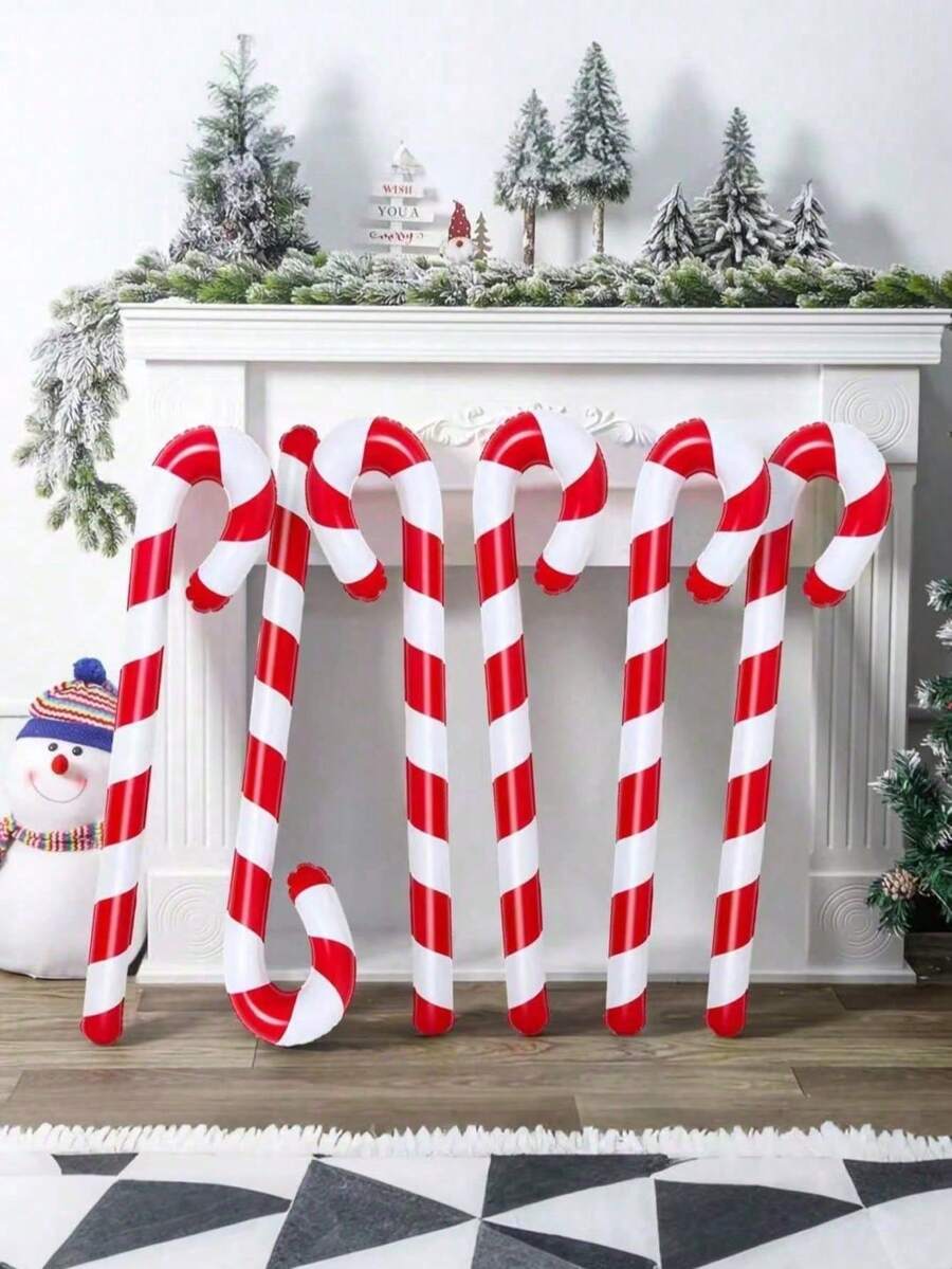 Christmas Inflatable Candy Cane, Giant Christmas Candy Cane Decoration, Fun PVC Christmas Inflatable Garden Decor, Large Candy Cane Balloon Christmas Decoration, Indoor/Outdoor Holiday Garden Decor, Suitable For Home - Multicolor - View 1
