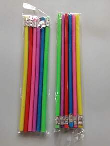 20 Flexible Bendable Pencils, Colorful Design With Erasers, Suitable For Gifts And Party Decorations (For Adults Only) - Unbreakable Soft Pencil - View 4