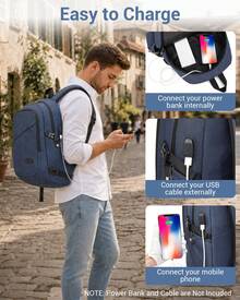 Laptop Backpack 15.6 Inch Large Travel Rucksack USB Charging Port Anti Theft Lock Water Resistant Computer Backpack For Men Women School Office - Royal Blue - View 5