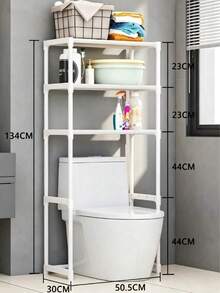 Three-Level Laundry Room Shelf For Washing Machine Or Toilet, Black And White Options - Multicolor - View 4
