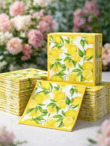 5pcs/10pcs/15pcs Lemon Paper Napkins, Yellow Citrus Fruit Theme Disposable Napkins, Kitchen Bathroom Lemon Decor Theme Party Supplies - Multicolor - View 2