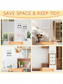 2/4/6pcs High Transparency Eyeglass Holder, Fashion Eyeglass Storage Organizer, Wall-Mounted Eyeglass Display Box With Adhesive Backing, Suitable For Home, Office, Dorm - View 8
