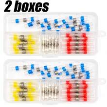 2boxes Heat Shrinkable Solder Sleeves | Thickening Solder Ring Shrinkable Tube, Wire Crimp Butt Terminals Connectors With Box, For Cable Management - 2 Boxes (100 Pcs) - View 9
