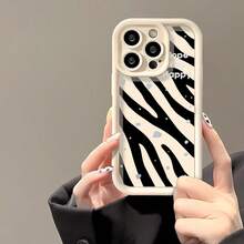 1pc [Pure Android Version] Zebra Stripe Snowflake Personalized Cute Minimalist Black & White Creative Girls Versatile Ins Soft Sweet European & American Girls Beautiful Pretty Vintage, Matte White Lens Frame Stepped Design Full Coverage Anti-Drop Soft Shell, [International Version Not Local Version] Suitable For Android/GALAXY/A/S/FE/PLUS/ULTRA/PRO/NOTE/POCO/X/Transsion/HOT/PLAY/SPARK/POP/SMART/RENO/Honor/E/G/Phone Case - Multicolor - View 8