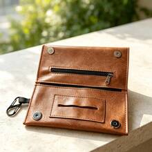 1PC Creative New 2-Layer PU Leather Tobacco Pouch, Smoking Accessories Storage Bag, Creative Wallet, Portable Tobacco Bag, Multiple Colors Available, Perfect Gift For Boyfriend! - Button-down Style - View 7