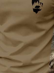 Men's Summer Fashion Versatile Deer Head Camouflage Patchwork Print Button Short Sleeve T-Shirt - Multicolor - View 6