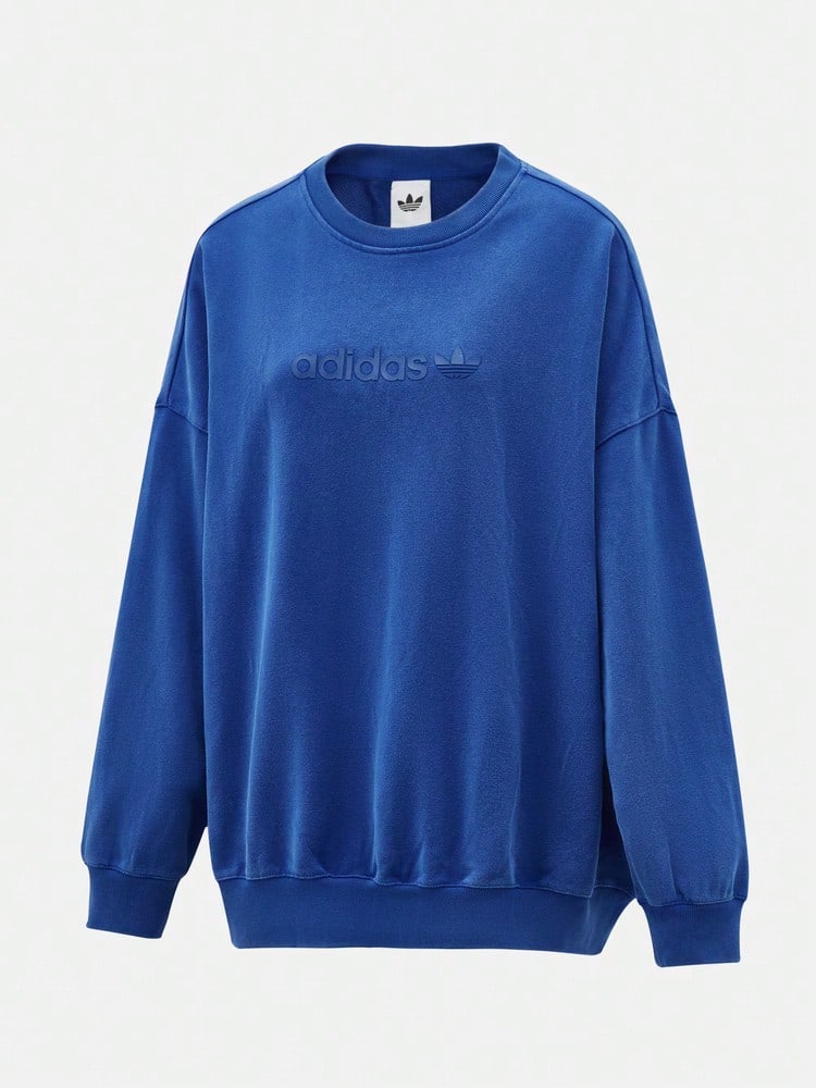 Adidas Originals Women's ESS SWEATSHIRT Knit Pullover Sweatshirt KG8256 - Blue - View 1