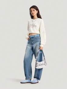 Adidas Originals Women's SWEAT CREW W Knit Sweatshirt Without Hood KR2623 - White - View 6