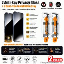 Yezodawee 2pcs Anti-Peeping Tempered Glass Screen Protector With Auto-Alignment Installation Kit, Compatible With IPhone 17 Pro Max/17 Air/17e/16 Pro Max/16e/15 Pro Max/14 Plus/13 Pro Max/12 Pro/11 Pro Max/Xs Max And More, Full Coverage, Anti-Fingerprint, Anti-Drop - Black - View 18
