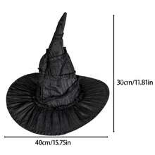Halloween Evil Witch Costume Set, Witch Hat, Witch Glasses, Witch Gloves 3 Pieces Set - Monochrome - View 7