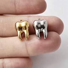 1pc/2pcs Cute Exquisite 304 Stainless Steel Vacuum Electroplated Long-Lasting Color Retention 3D Geometric Spherical Pendant Charms, Tooth, Lollipop, Peanut, Puppy And More, Suitable For Bag Decoration, Handmade DIY Jewelry Making Necklace Bracelet Earring Accessories - Picture - View 5