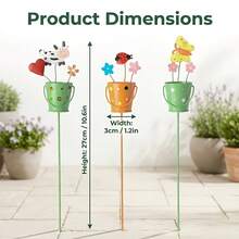 3pcs 27cm Height Acrylic Cartoon Animal Garden Stakes Cute Butterfly Ladybug Cow Flower Bucket Outdoor Garden Decor - Animal - View 3