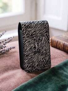 Yves Saint Laurent Compact Mini Red Zebra Print Envelope-Style Storage Bag With Built-In Mirror, Magnetic Closure, Portable And Lightweight, Fits Easily In Handbag, Convenient For Daily Dates, Shopping, Travel And Makeup Touch-Ups, Lipstick Organizer YSL-GIFT-140 - Black - View 4