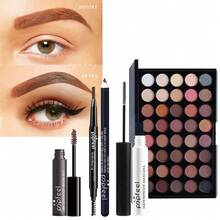 Popfeel Themed All-In-One Makeup Kit, Portable Full Face Cosmetic Set Equipped With Eyeshadow, Lipsticks And Makeup Brushes. Suitable For Holiday Trips, It Works As Festive Beauty Presents For Female Makeup Beginners - Brown - View 7
