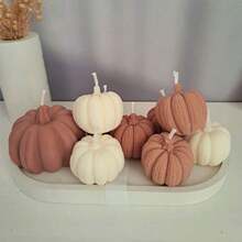 3 Stücke/Set Große, mittlere, kleine Kürbis-förmige Silikon-Kerzenformen - DIY handgemachte Gieß-Kürbis-Duftkerzenformen, Halloween-Party-Dekoration, Heimdekoration, Kunstgeschenk Gips-Ornament Harz-Formen - Weiß - Übersicht 9