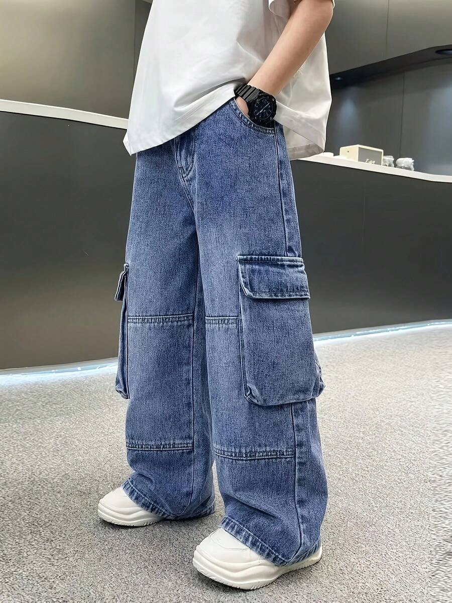 青少年男孩 2026 秋季新款丹寧直筒長褲，時尚款