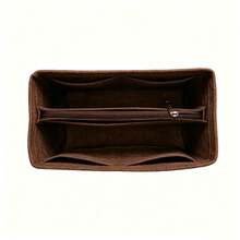 Organizador de bolso forrado de fieltro, bolsa de maquillaje con múltiples bolsillos, forro interior de bolso portátil - Marrón - Ver 5