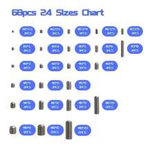 68 Pcs 24 Sizes Set Screw Assortment Kit, Metric Hex Socket Grub Screws, 304 Stainless Steel With Hex Wrenches For Door Handles, Bathroom Fixtures - White - View 2