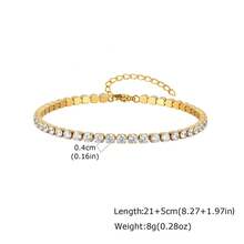 1 pieza Tobillera de acero inoxidable con cadena de circonita de moda, color dorado/plateado, longitud ajustable, accesorio de joyería, para playa de verano - 250 - Ver 10