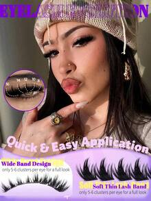 EYELASH EVOLUTION 108pcs Fluffy Cluster False Eyelashes, 8-16mm Length, Pointed Cluster Lashes, Thickened Segmented Clusters, D Curl, Exaggerated Long Style, Professional Salon Quality, Suitable For All Makeup Looks, Reusable, Easy To Wear, Perfect For Makeup Enthusiasts - View 6