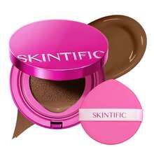 SKINTIFIC Cover Glow Perfect Cushion Foundation - Natural Luminous Finish, Medium To High Coverage, Moisturizing Peptide Complex, Lightweight Formula Suitable For Dry And Combination Skin - 10N Natural Espresso - View 3