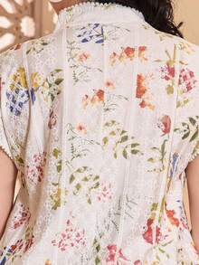 Heavy Print Arabic Women's 2026 New Summer Beige Elegant Dress, JALABIYA Small Stand Collar With V-Neckline, Summer Casual Travel Outfit - Beige - View 9