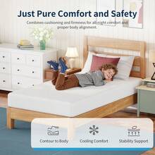 | 5 Inch Twin Mattress| Medium Firm| Gel Memory Foam Mattress| White| Bed In A Box, CertiPUR-US Certified| Pressure Relief, Cooling Ventilated Foam| Washable Removable Cover PRRK - White - View 12