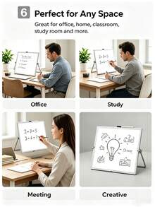 12pcs Aluminum Alloy Frame Desktop Whiteboard Set (Includes 4 Whiteboard Markers + 6 Magnetic Clips + 1 Eraser, Whiteboard Marker Colors Random) - Double-Sided Memo Board With Stand, Suitable For Office, Home And School Portable Use. - Desktop Whiteboard Set - View 8