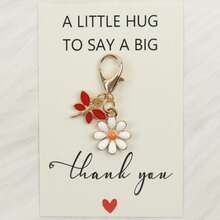 6pcs/12pcs 6 Colors Butterfly & Fixed Daisy Enamel Charm Keychain With "A Little Hug To Say A Big Thank You" Paper Card - Spring Floral Pocket Hug Gra - Multicolor - View 4