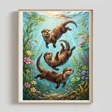 1PC DIY 5D Diamond Painting Kit Otter Pattern - Round Full Diamond Art Mosaic Craft, Home Wall Decor, Frameless - No Frame - View 3