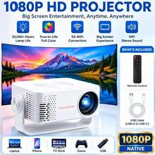 M60 Mini Projector, Supports 1080P Resolution With 2.4G WiFi. Equipped With USB & Type-C Ports, Portable Home Theater Projector, Projection Size Ranges From 20 To 100 Inches. - White - View 3