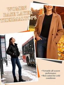 2pcs Women's Seamless Thermal Underwear Top, Lightweight Invisible Elastic Long Sleeve Base Layer Shirt, Autumn/Winter Warmth - Multicolor - View 7