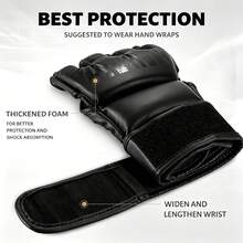 FIVING MMA Boxing Gloves PU Leather Shock Absorb Training Gloves For Sparring Muay Thai Kickboxing Punching Bag, With 4.5M Hand Wraps Included For Men Women Beginners Professionals - Multicolor - View 2