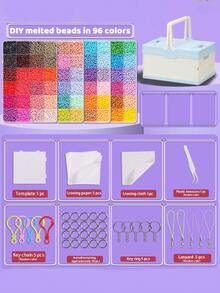 2.6mm Fuse Bead Creative Handmade Kit, Includes Storage Bag And Craft Tools For Perler Bead Crafts, Suitable For Hobbyists To Make Various Patterns, Great Gift For Birthday, Graduation, Valentine's Day, Party, Family, Friends, And Classmates - Perler Beads Set + Blue Folding Storage Box - View 2