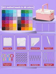 2.6mm Fuse Bead Creative Handmade Kit, With Storage Bag And Craft Tools, Perler Beads Puzzle Keychain DIY, Suitable For Hobbyists, Can Make Various Patterns, Birthday, Graduation, Valentine's Day, Party Gifts, Homemade Gifts For Family, Friends, Classmates - Perler Bead Set + Pink Folding Storage Box - View 8